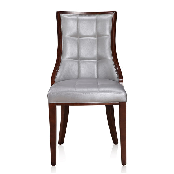 English Elm Fifth Avenue Wood Upholstered Dining Chair with Walnut Beech Frame, Faux Leather & Velvet Comfort Silver B365P397810