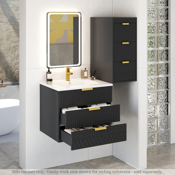 English Elm Wall Mounted Floating Cabinet with Adjustable Height and Modular Design for Custom Bathroom Storage Black N710P324099B