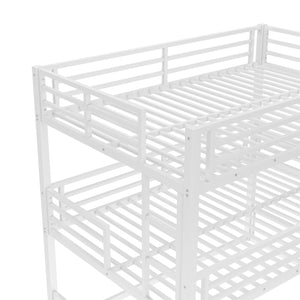 English Elm Full Triple Bunk Bed - Sturdy Metal Frame With Safety Guardrails, Space-Saving, Noise-Reducing Design W1580S00166