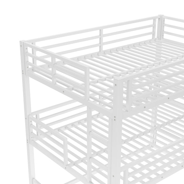 English Elm Full Triple Bunk Bed - Sturdy Metal Frame With Safety Guardrails, Space-Saving, Noise-Reducing Design W1580S00166
