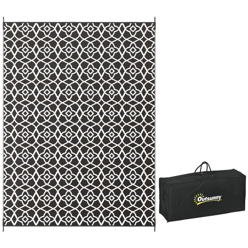English Elm Outsunny Reversible Polypropylene Outdoor Rug Waterproof Portable Mat with Carry Bag W2225P175543