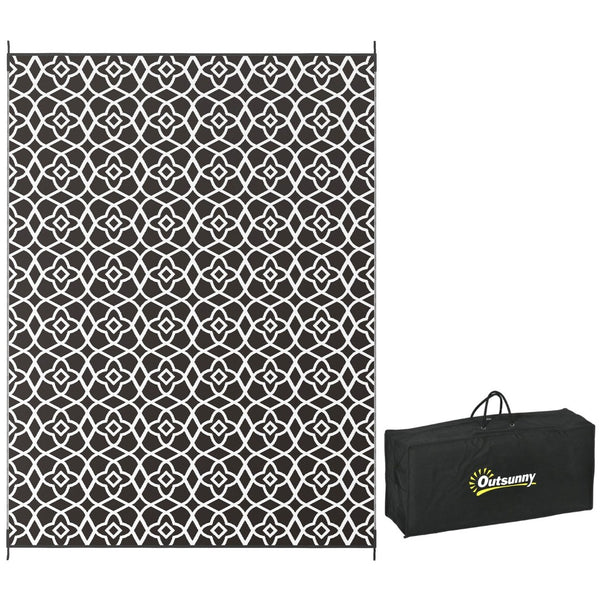 English Elm Outsunny Reversible Polypropylene Outdoor Rug Waterproof Portable Mat with Carry Bag W2225P175543