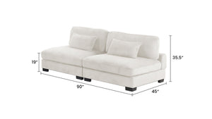 English Elm Bentley Modern Modular Sectional Sofa & Loveseat Configuration with Corduroy Fabric, Ottoman Seating Design Cream B009S02137