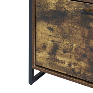 English Elm Shoe Cabinet Slim 3-Flip Drawers with Top Drawer and Metal Handles, Rustic Brown Entryway Organizer W2948P245242