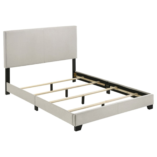 English Elm Efram Upholstered Panel Bed with Tall Padded Headboard and Matte Black Wood Legs Cream B062P441118