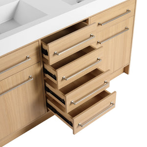 English Elm 60" Freestanding Bathroom Vanity With Double Sink, Soft-Close Doors & Drawers In Original Oak Finish P1 W1972P315232-GIGA