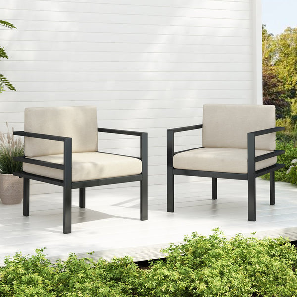 English Elm Christopher Knight Home® - [Set Of 2] 27.7'' Modern Lounge Chairs With Weather-Resistant Cushions For Stylish Outdoor Comfort N767P237029B_2