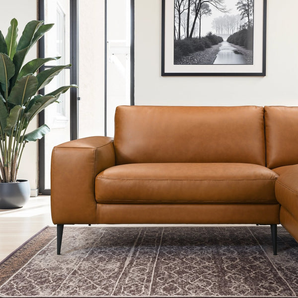 English Elm Easley Vegan Leather L-shaped Sectional Sofa with Chaise Mid-century Living Room B183S00202