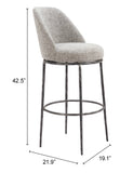 Nordhavn Swivel Barstool Gray 110273 Zuo Modern