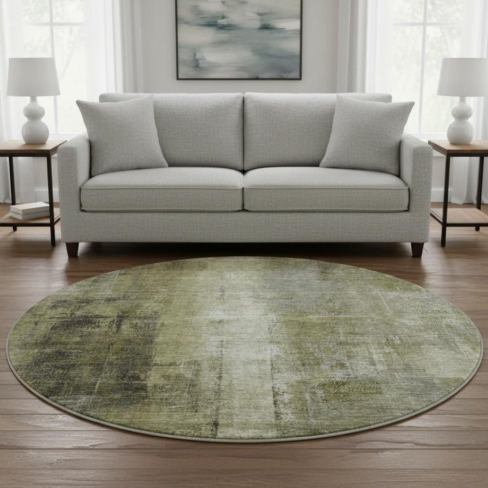 HomeRoots 8' X 10' Olive Green Charcoal Ivory Abstract Rug - Washable, Stain-Resistant, UV Protected & Stylish! 710002