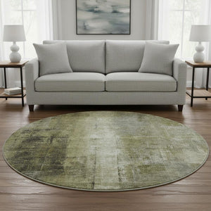 HomeRoots 8' X 10' Olive Green Charcoal Ivory Abstract Rug - Washable, Stain-Resistant, UV Protected & Stylish! 710002