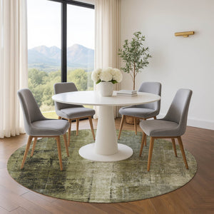 HomeRoots 8' X 10' Olive Green Charcoal Ivory Abstract Rug - Washable, Stain-Resistant, UV Protected & Stylish! 710002