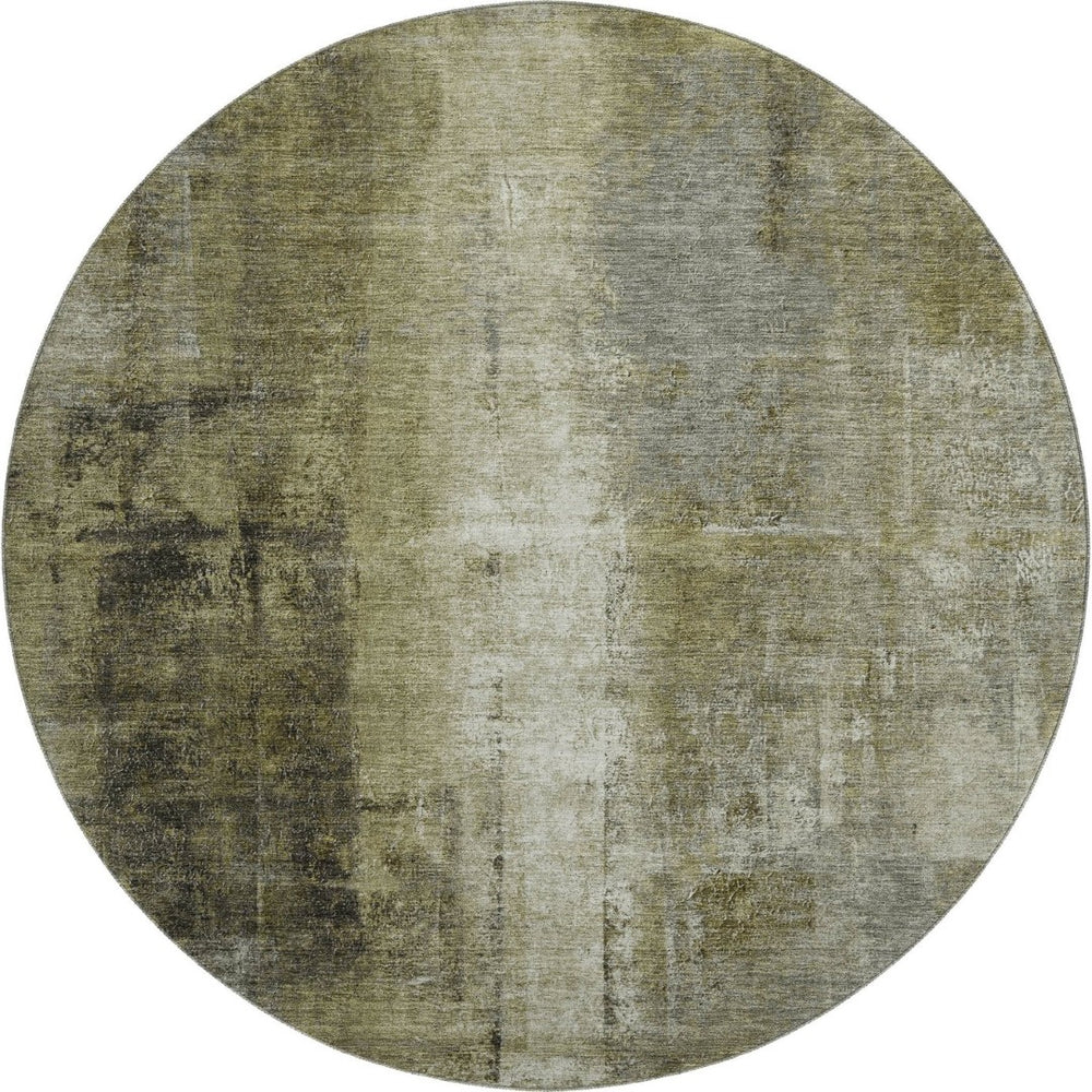 HomeRoots 8' X 10' Olive Green Charcoal Ivory Abstract Rug - Washable, Stain-Resistant, UV Protected & Stylish! 710002