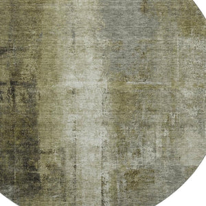 HomeRoots 8' X 10' Olive Green Charcoal Ivory Abstract Rug - Washable, Stain-Resistant, UV Protected & Stylish! 710002