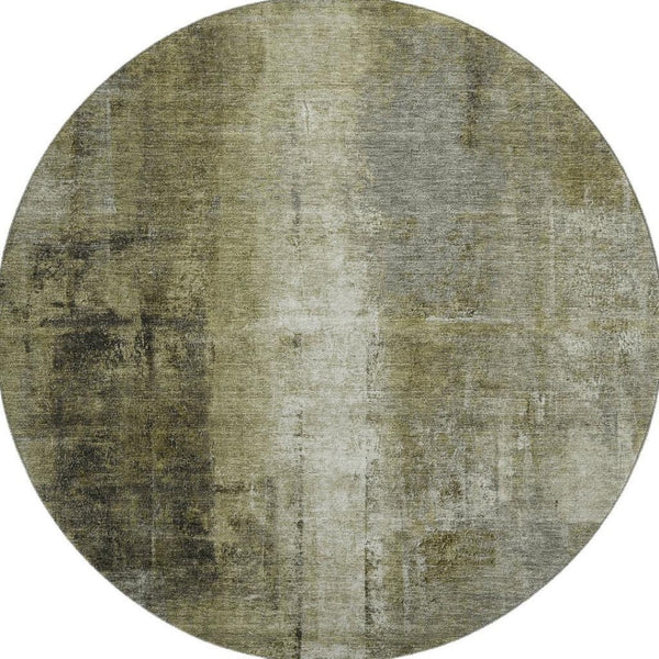 HomeRoots 8' X 10' Olive Green Charcoal Ivory Abstract Rug - Washable, Stain-Resistant, UV Protected & Stylish! 710002