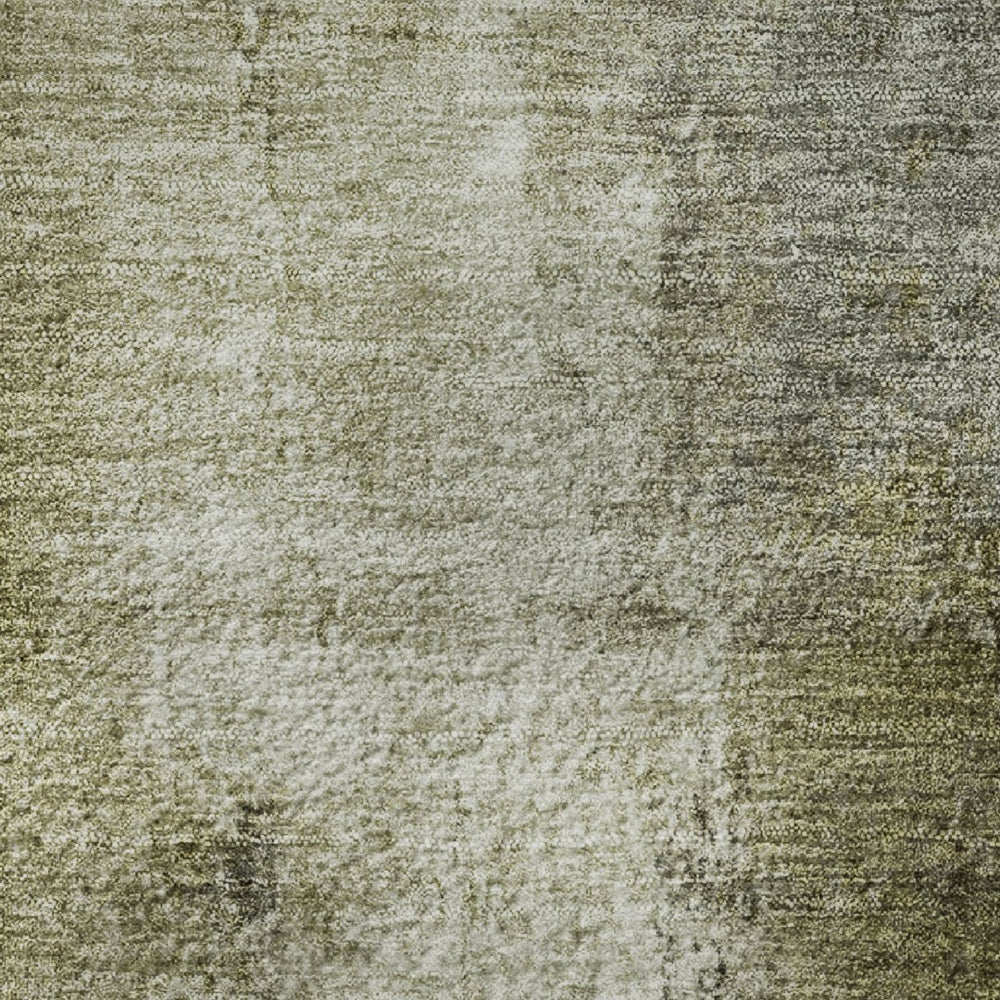 HomeRoots 9' X 12' Olive Green Charcoal Ivory Abstract Washable Area Rug with UV Protection for High-Traffic Areas 710003