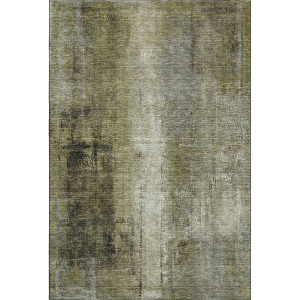 HomeRoots 10' Olive Green Charcoal Ivory Abstract Washable Area Rug - UV Protected, Stain Resistant & Durable 710004