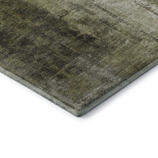 HomeRoots 10' Olive Green Charcoal Ivory Abstract Washable Area Rug - UV Protected, Stain Resistant & Durable 710004