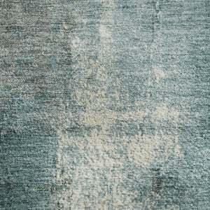 HomeRoots 8' Teal Charcoal and Ivory Abstract Round Rug - Washable, UV-Protected, Durable for High-Traffic Areas 710007