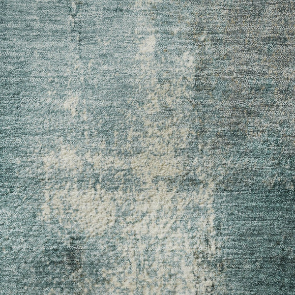 HomeRoots 8' X 10' Modern Teal Charcoal Ivory Abstract Washable Area Rug with UV Protection for Busy Homes 710008
