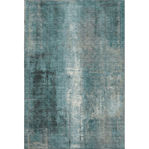 HomeRoots 9' X 12' Teal Charcoal Ivory Abstract Area Rug - Washable, UV Protected, Durable for High-Traffic Spaces 710009