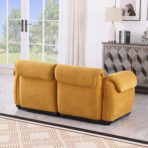English Elm 102 Inch Linen Modular Sectional Sofa with Hidden Storage and Cloud Cushion Comfort Yellow W1099S00200