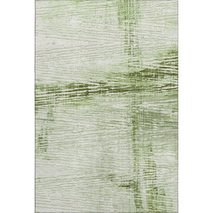 HomeRoots 8' Artichoke Green Striped Washable Round Rug - UV Protected, Stain Resistant & Easy Care for Homes 710013