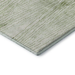 HomeRoots 8' Artichoke Green Striped Washable Round Rug - UV Protected, Stain Resistant & Easy Care for Homes 710013