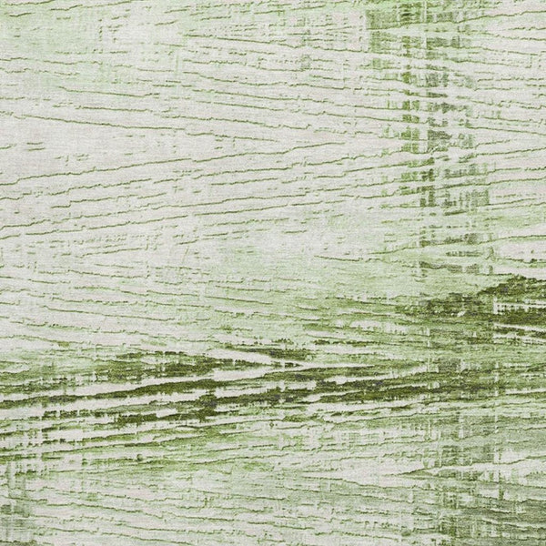 HomeRoots 9' X 12' Striped Area Rug in Artichoke Green & Ivory - Stain Resistant, UV Protected, Non-Slip Design 710015