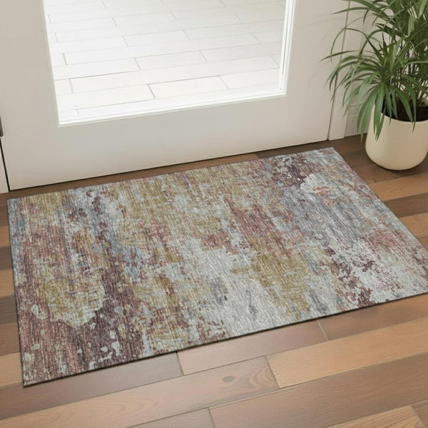 HomeRoots 5' X 8' Blush And Ivory Striped Area Rug – Soft, Washable, UV Protected, Ideal for Homes with Kids & Pets 710018
