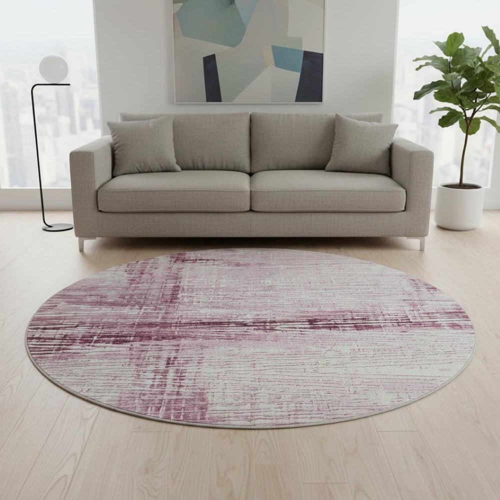 HomeRoots 8' X 10' Blush And Ivory Striped Washable Area Rug - UV Protected, Soft, Durable, Easy Care Design 710020