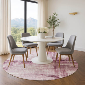 HomeRoots 8' X 10' Blush And Ivory Striped Washable Area Rug - UV Protected, Soft, Durable, Easy Care Design 710020