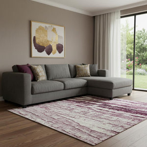 HomeRoots 9' X 12' Washable Blush and Ivory Striped Area Rug with Non-Slip Backing & UV Protection for Homes 710021