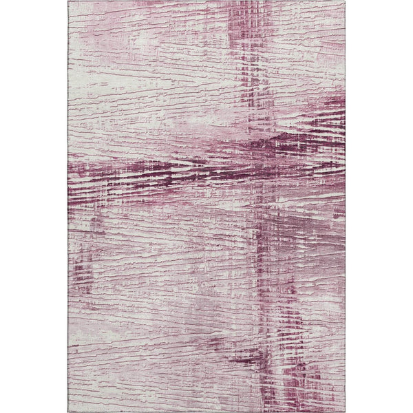 HomeRoots 9' X 12' Washable Blush and Ivory Striped Area Rug with Non-Slip Backing & UV Protection for Homes 710021