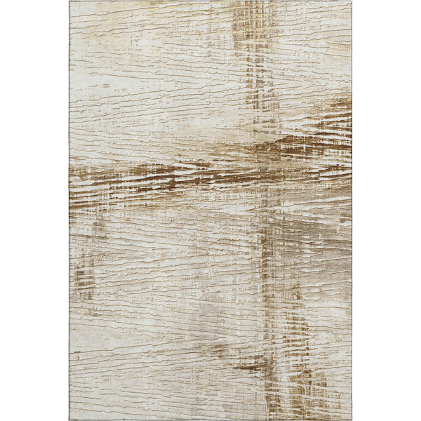 HomeRoots 5' X 8' Ivory And Brown Striped Area Rug - Washable, Stain Resistant, UV Protected, Non-Slip Design 710024