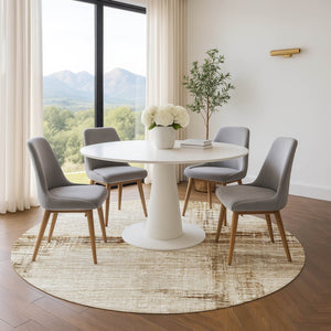 HomeRoots 8' X 10' Ivory and Brown Striped Area Rug - Washable, UV Protected, Durable for High-Traffic Spaces 710026