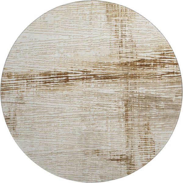 HomeRoots 8' X 10' Ivory and Brown Striped Area Rug - Washable, UV Protected, Durable for High-Traffic Spaces 710026