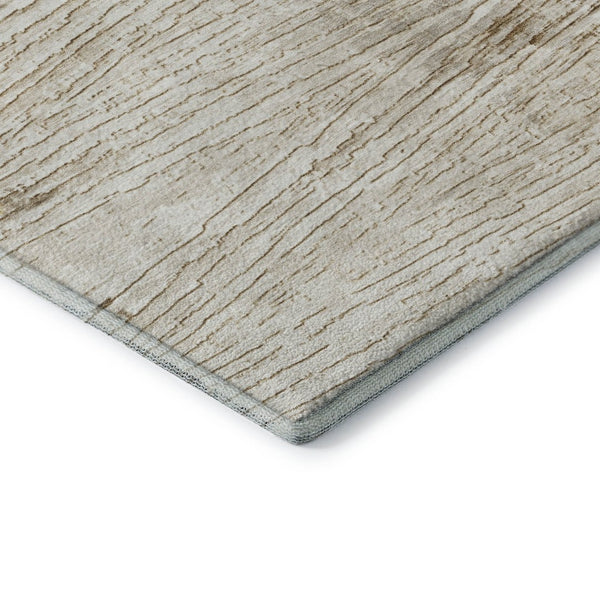 HomeRoots 8' X 10' Ivory and Brown Striped Area Rug - Washable, UV Protected, Durable for High-Traffic Spaces 710026