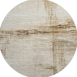 HomeRoots 8' X 10' Ivory and Brown Striped Area Rug - Washable, UV Protected, Durable for High-Traffic Spaces 710026