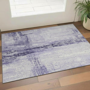 HomeRoots 5' X 8' Striped Lavender and Ivory Area Rug – Washable, UV Protected, Stain Resistant for Homes 710030