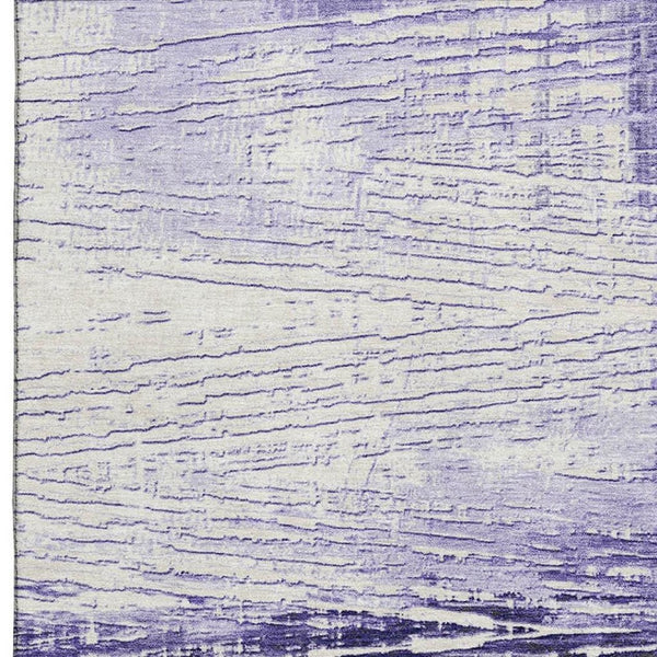 HomeRoots 5' X 8' Striped Lavender and Ivory Area Rug – Washable, UV Protected, Stain Resistant for Homes 710030
