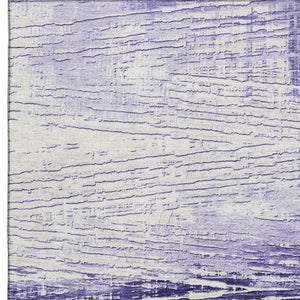 HomeRoots 8' Striped Washable Round Rug in Soft Lavender & Ivory - UV Protected, Stain Resistant & Durable Design 710031