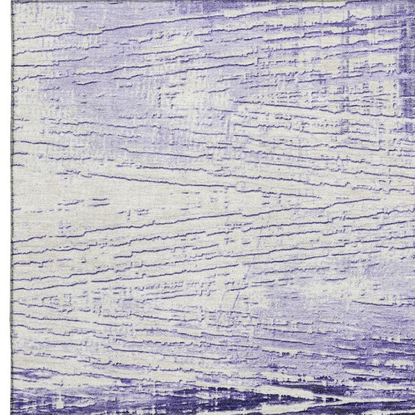 HomeRoots 8' Striped Washable Round Rug in Soft Lavender & Ivory - UV Protected, Stain Resistant & Durable Design 710031