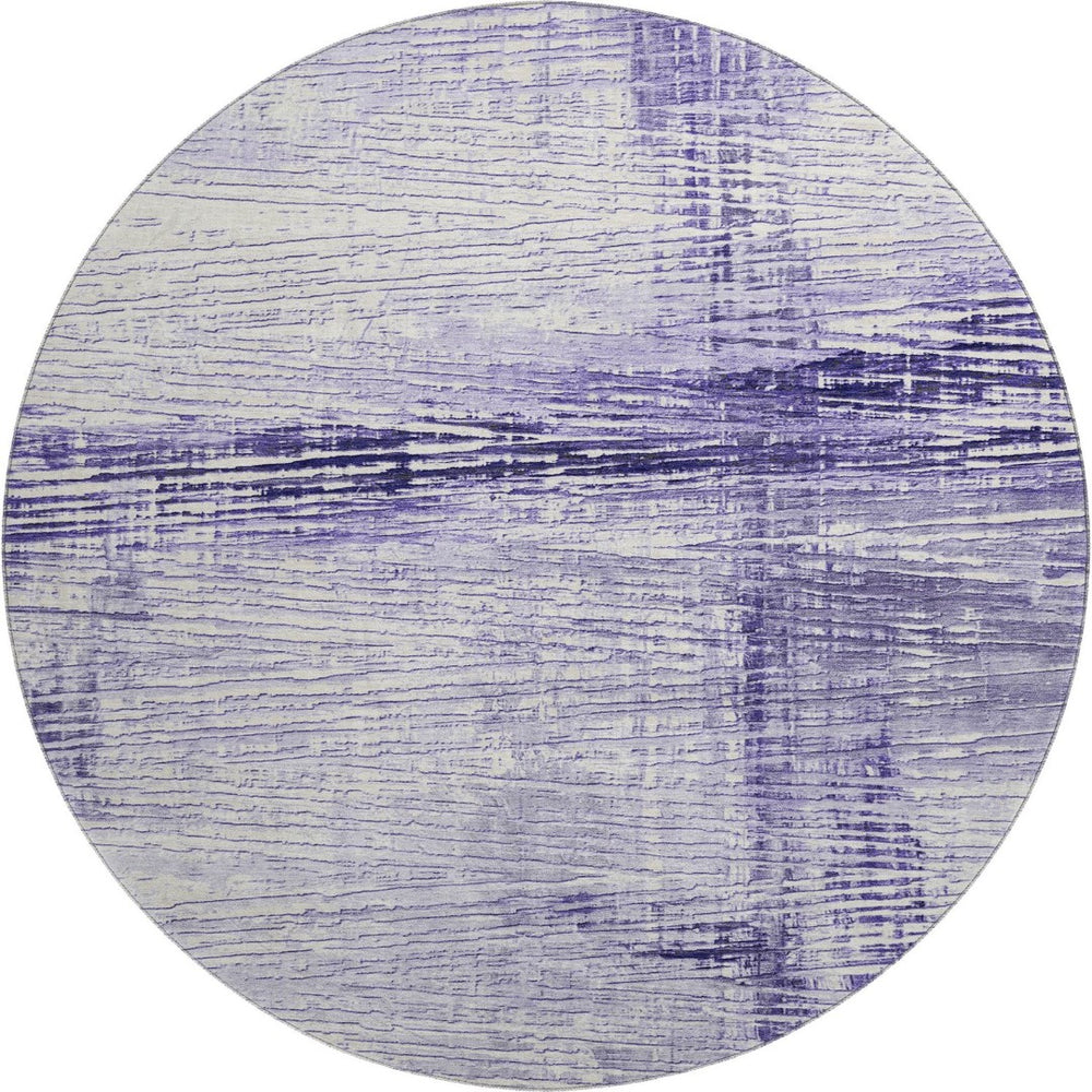HomeRoots 8' X 10' Stylish Lavender & Ivory Striped Washable Area Rug with UV Protection for Kids & Pets 710032