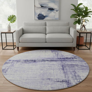 HomeRoots 8' X 10' Stylish Lavender & Ivory Striped Washable Area Rug with UV Protection for Kids & Pets 710032