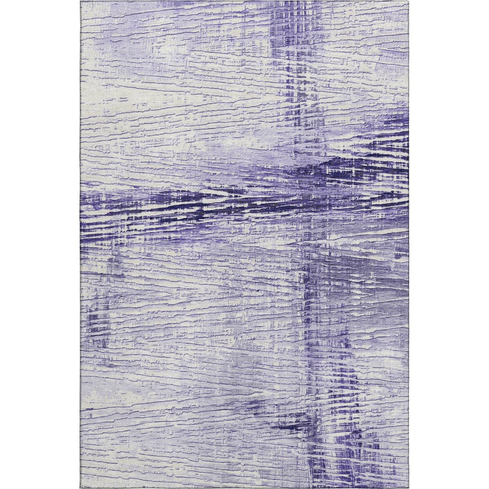 HomeRoots 9' X 12' Stylish Lavender & Ivory Striped Area Rug - Washable, UV Protected, Ideal for Busy Homes 710033