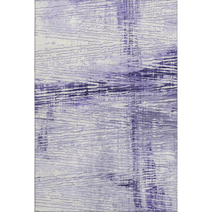 HomeRoots 9' X 12' Stylish Lavender & Ivory Striped Area Rug - Washable, UV Protected, Ideal for Busy Homes 710033