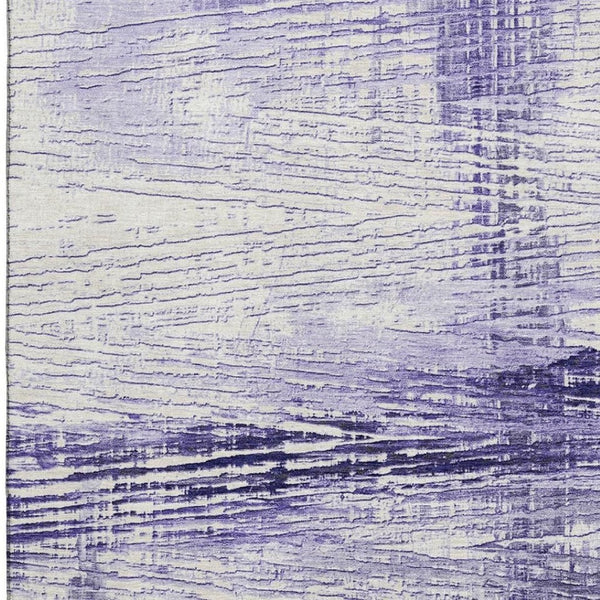 HomeRoots 9' X 12' Stylish Lavender & Ivory Striped Area Rug - Washable, UV Protected, Ideal for Busy Homes 710033