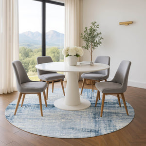 HomeRoots 8' X 10' Sky Blue & Ivory Striped Washable Area Rug - Durable, Stain-Resistant with UV Protection! 710038