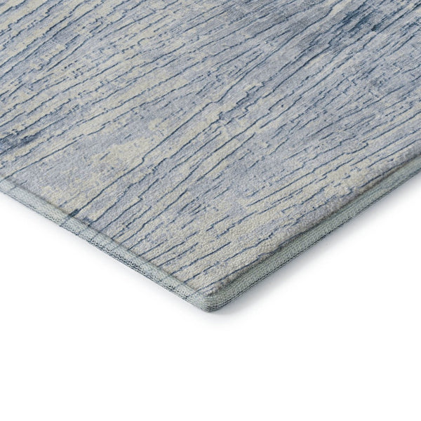 HomeRoots 9' X 12' Coastal-Inspired Sky Blue & Ivory Striped Washable Area Rug with UV Protection & Durability 710039